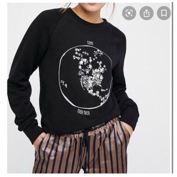 Free People Movement Come Together Star sequin map crop sweatshirt - Picture 1 of 5